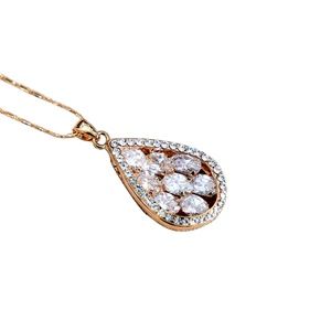 Clear Quart Pendant Gold Plated Necklace